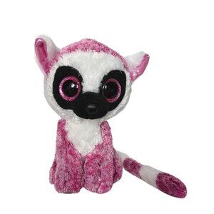Ty Beanie Boos LeeAnn Lemur Pink White Plush 6.25"
